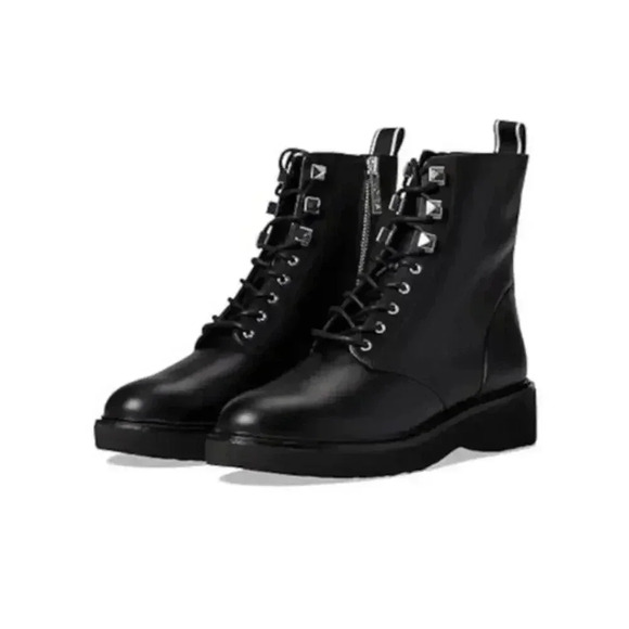 Michael Kors Harley Lace Up Combat Moto Boots Black Size 8 - Picture 1 of 7
